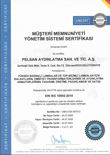 ISO 10002 Müşteri Memnuniyeti Yönetim Sistemi Sertifikası