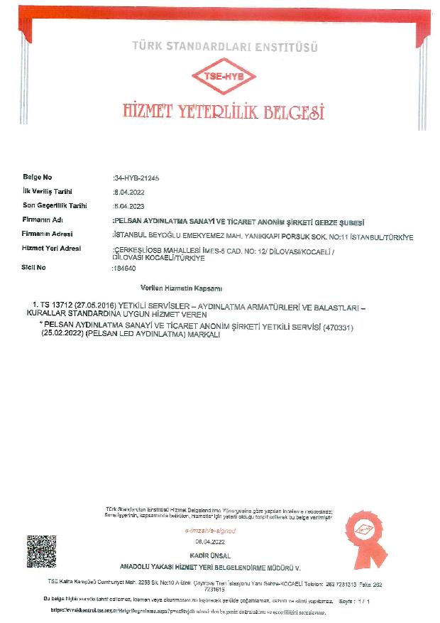 TSE - Service Qualification Certificate